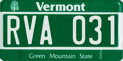 VT license plate RVA031