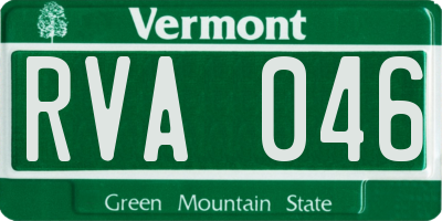 VT license plate RVA046