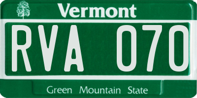 VT license plate RVA070