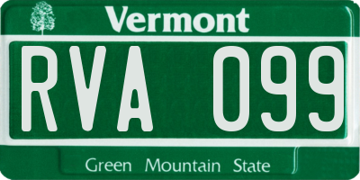 VT license plate RVA099