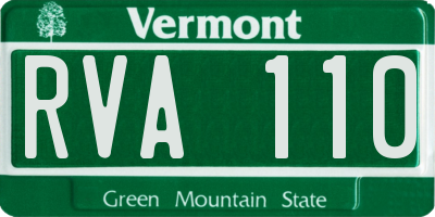 VT license plate RVA110
