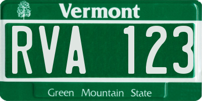 VT license plate RVA123