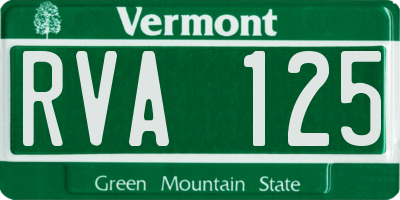 VT license plate RVA125