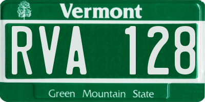 VT license plate RVA128