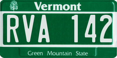 VT license plate RVA142