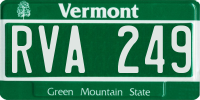 VT license plate RVA249