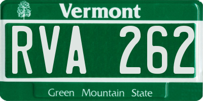 VT license plate RVA262