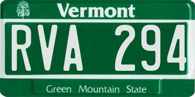 VT license plate RVA294