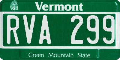 VT license plate RVA299