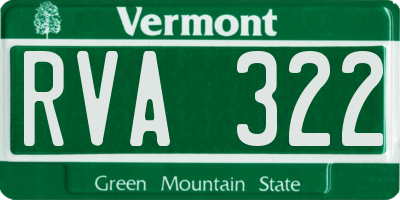 VT license plate RVA322