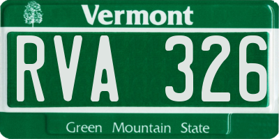 VT license plate RVA326