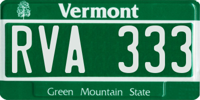 VT license plate RVA333