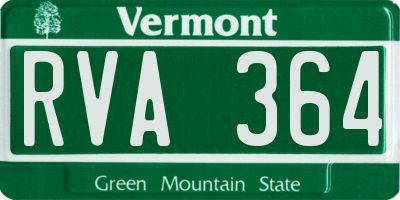 VT license plate RVA364