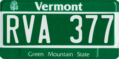 VT license plate RVA377