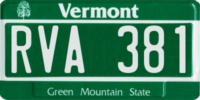 VT license plate RVA381