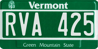 VT license plate RVA425