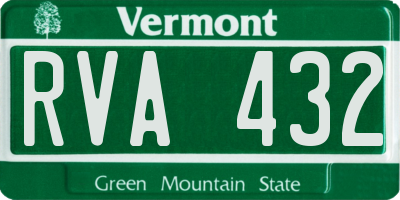 VT license plate RVA432