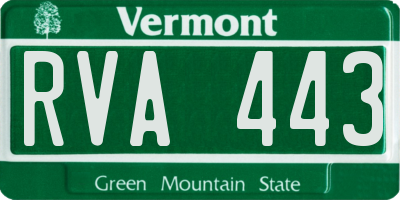 VT license plate RVA443