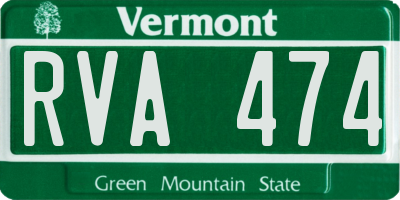 VT license plate RVA474