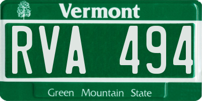 VT license plate RVA494