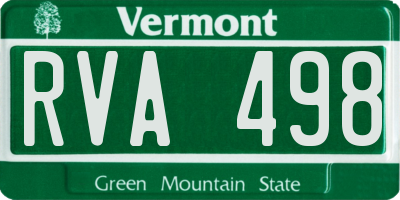 VT license plate RVA498