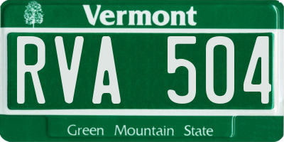VT license plate RVA504