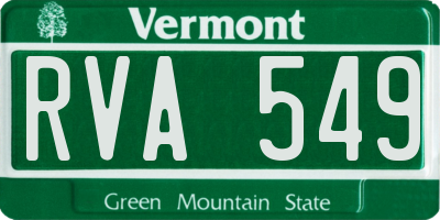 VT license plate RVA549