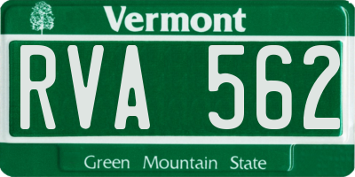 VT license plate RVA562