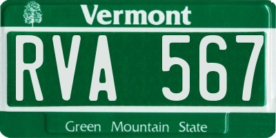 VT license plate RVA567