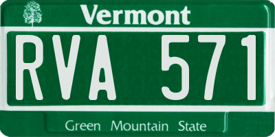 VT license plate RVA571
