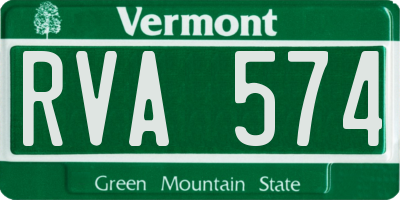 VT license plate RVA574