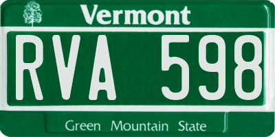 VT license plate RVA598