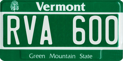 VT license plate RVA600