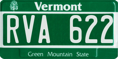 VT license plate RVA622