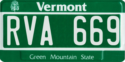 VT license plate RVA669
