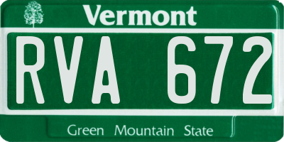 VT license plate RVA672