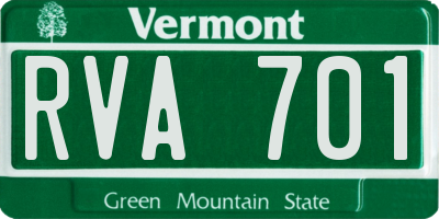 VT license plate RVA701