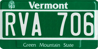 VT license plate RVA706