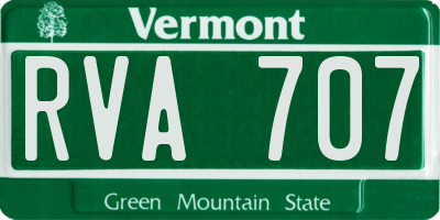 VT license plate RVA707
