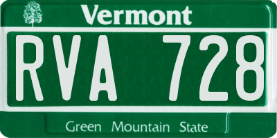 VT license plate RVA728