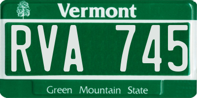 VT license plate RVA745