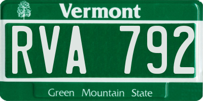 VT license plate RVA792