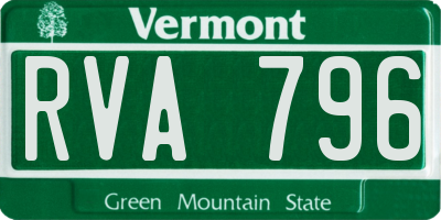 VT license plate RVA796