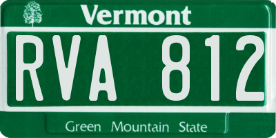 VT license plate RVA812