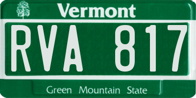 VT license plate RVA817