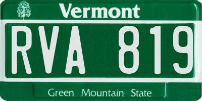 VT license plate RVA819