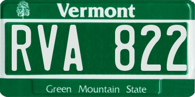 VT license plate RVA822