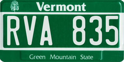 VT license plate RVA835