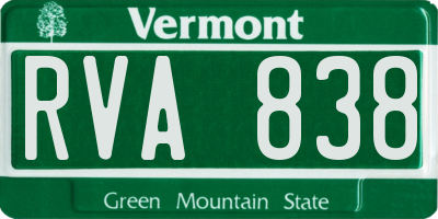 VT license plate RVA838