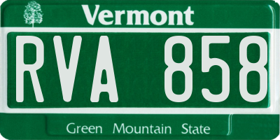 VT license plate RVA858